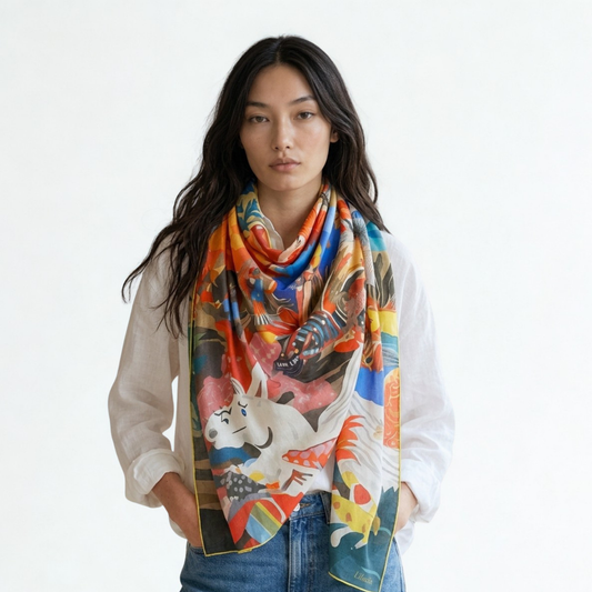 PALM WHISPER   -   135x135 cm cotton pareo/shawl